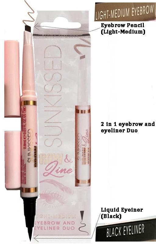 Sunkissed DUO 2 in 1 Browpencil-Light Medium & Eyeliner-Black