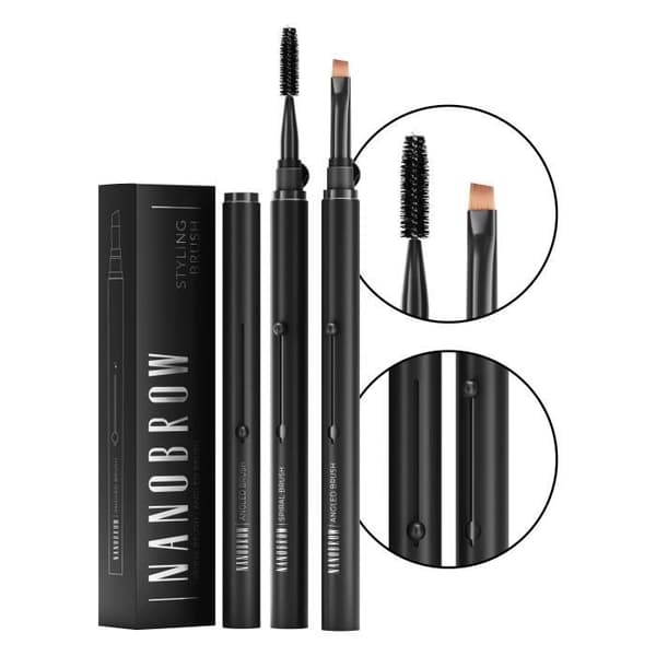 Nanobrow ögonbrynsborsteset - ögonbrynsmakeup, platt vinklad borste, ögonbrynsborste och sminkborste
