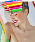 Miniatyrbild 3 av 3: Saffron Bright Fluorescent NEON 2 in 1 Eyeliner & Lip Liner Pencil-Neon Green