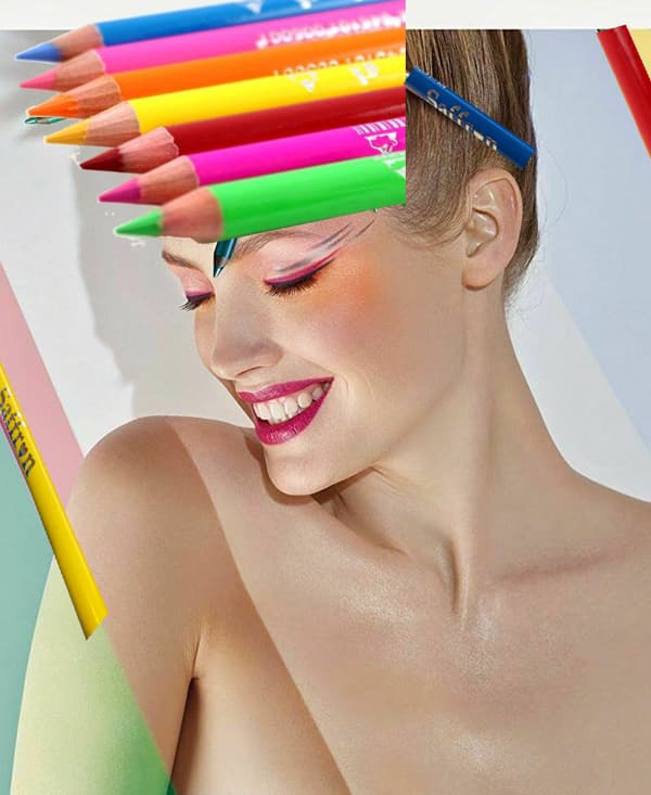 Saffron Bright Fluorescent NEON 2 in 1 Eyeliner & Lip Liner Pencil-Neon Pink