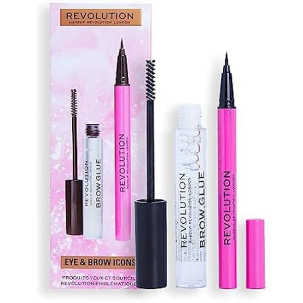 Presentset - Revolution - Ögon- och brynikoner - Ögonbrynslim - Flytande eyeliner - Vattentät