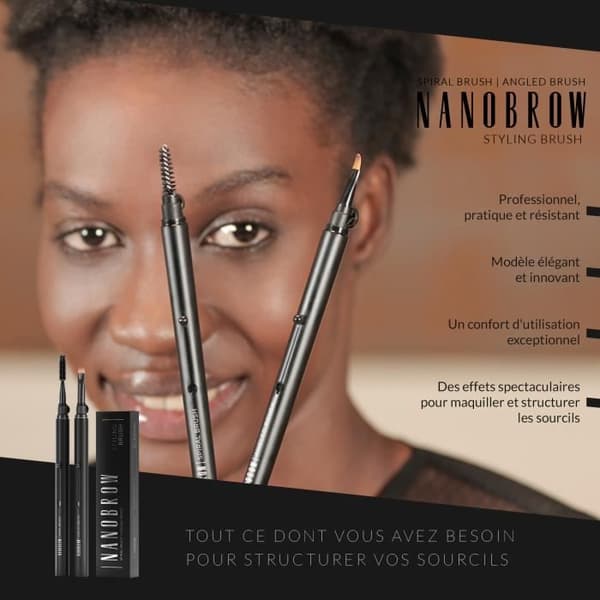 Nanobrow ögonbrynsborsteset - ögonbrynsmakeup, platt vinklad borste, ögonbrynsborste och sminkborste