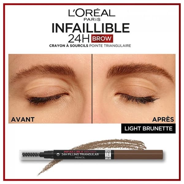 Ögonbrynspenna - L'Oréal Paris - Infaillible Brows 24h - Vattentät - N°3 Dark Brunette - 1ml