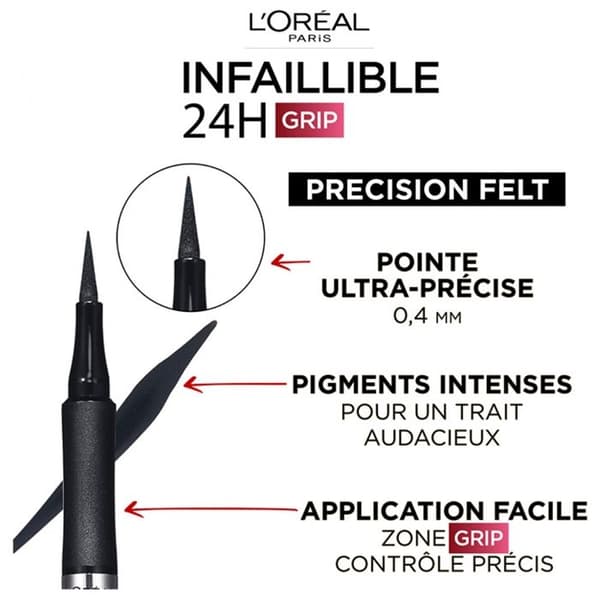 Kajal - L'Oréal Paris - Infaillible Grip - Brun - Vattentålig - Ultra tunn linje