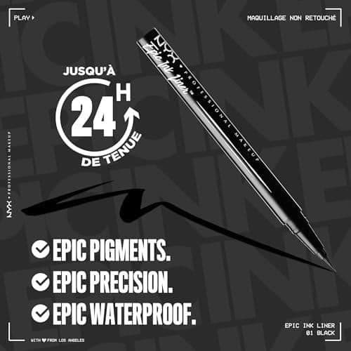 Ögonpenna - NYX Professionell Makeup - Epic Ink Liner - Paket med 2 - Nyans Svart 01 - Vattentålig
