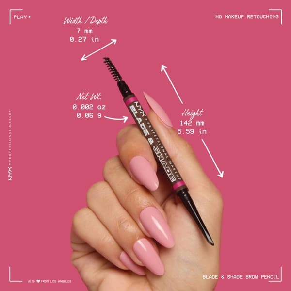 NYX Professionell Makeup Blade & Shade, dubbeländad brynpenna, hållbarhet upp till 16 timmar, Ash Blonde