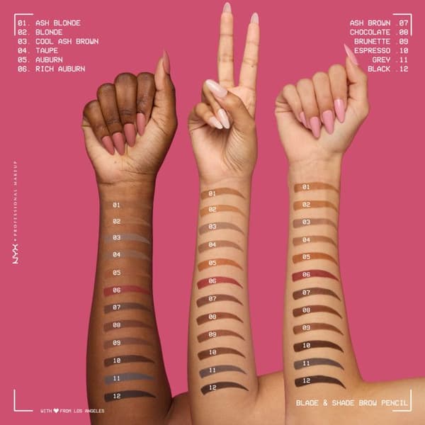 NYX Professional Makeup Blade & Shade, Dubbeländad ögonbrynspenna, hållbarhet upp till 16h, Grå