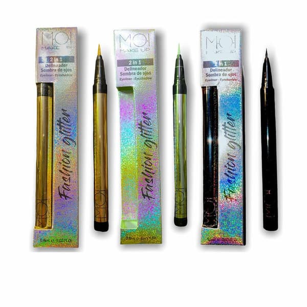 Eyeliner MOI Glitter Gul Svart Grön 3 Delar