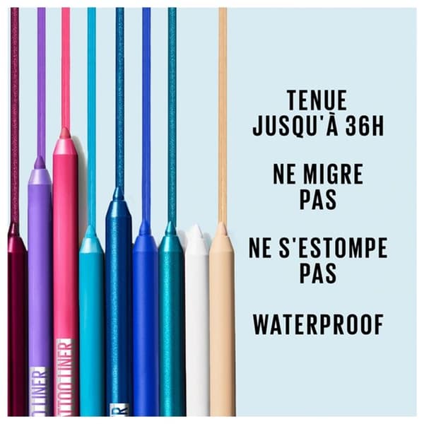 Eye Gel Pencil - MAYBELLINE NEW YORK - Tattoo Liner - Vattentät - 36h hold - Blue Disco nyans