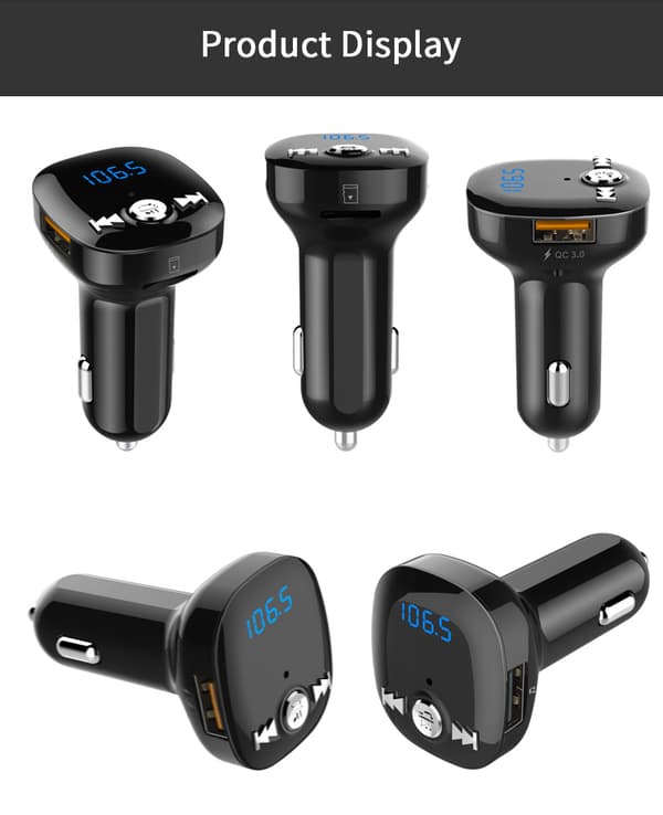 INF FM-sändare för bilen - Bluetooth-adapter med QC3.0 billaddare