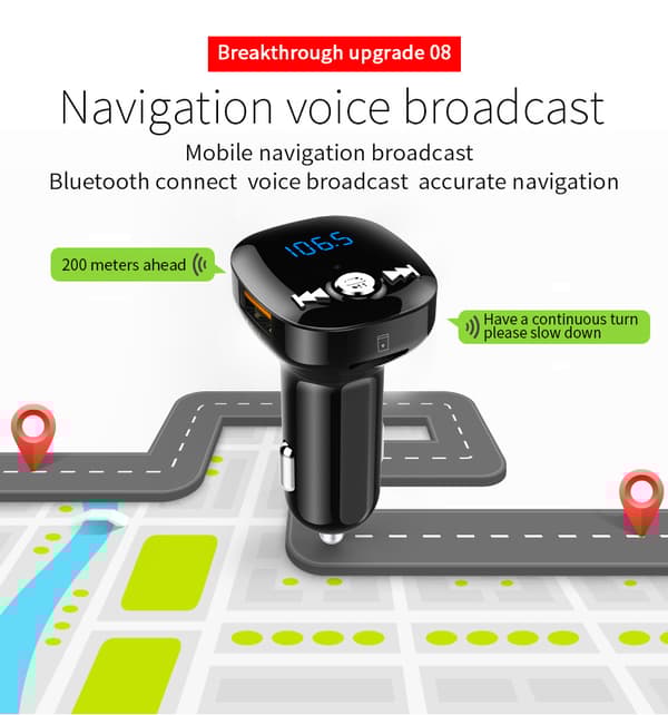 INF FM-sändare för bilen - Bluetooth-adapter med QC3.0 billaddare