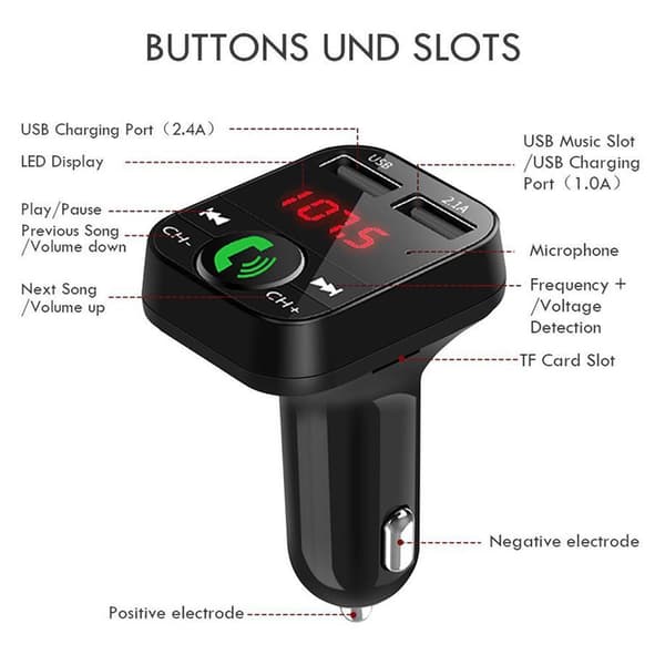 X10 FMTransmitter with Bluetooth Handsfree 4 in 1 Black