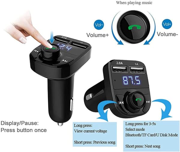 FM sändare X8 med bluetooth och handsfree