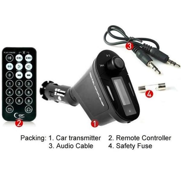 FM-sender / MP3 med USB & Svarefunksjon - SD-Kort - Til Bil