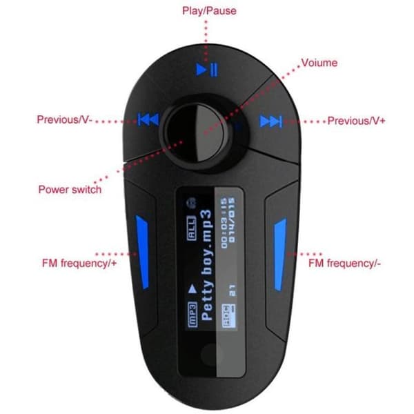 FM-sender / MP3 med USB & Svarefunksjon - SD-Kort - Til Bil