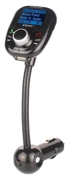 FM-sender med Bluetooth handsfree og billader, Svart