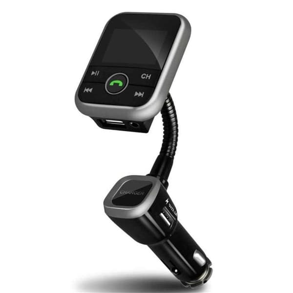 FM-lähetin Bluetooth handsfree ja autolaturi, 2.1A, musta