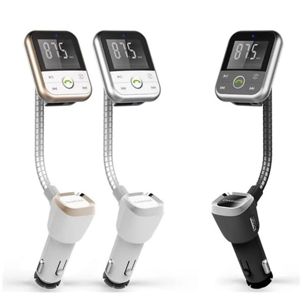 FM-sender med Bluetooth-håndfri og biloplader (guld)