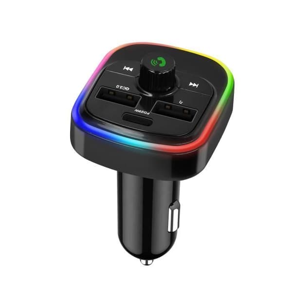 Bluetooth FM-sändare med USB QC 3.0 och USB-C billaddare 20W C4 Svart