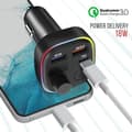Miniatyrbild 4 av 4: Bluetooth FM-sändare med USB QC 3.0 och USB-C billaddare 18W C2 Svart