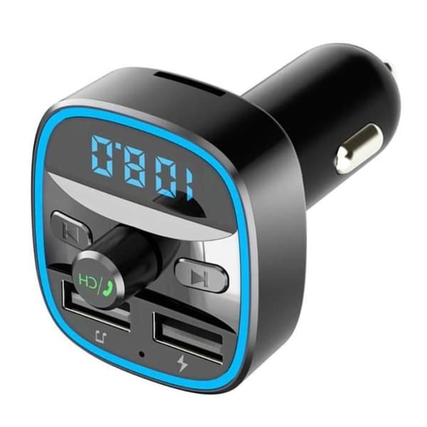 Ljud - Videotillbehör, Bluetooth 5.0 T25 FM-sändare, Dubbel USB-laddare, TF-kortstöd, - Typ Svart