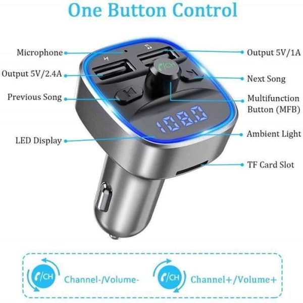 BIL FM-SÄNDARE Bluetooth FM-sändare Bilsats trådlös FM-sändare Radioadapter MP3-spelare med handsamtal