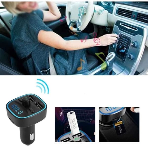 FM-sändarladdare, 2 USB Bluetooth FM-sändare Billaddningsportar FM-sändare Bluetooth USB MP3 [508]