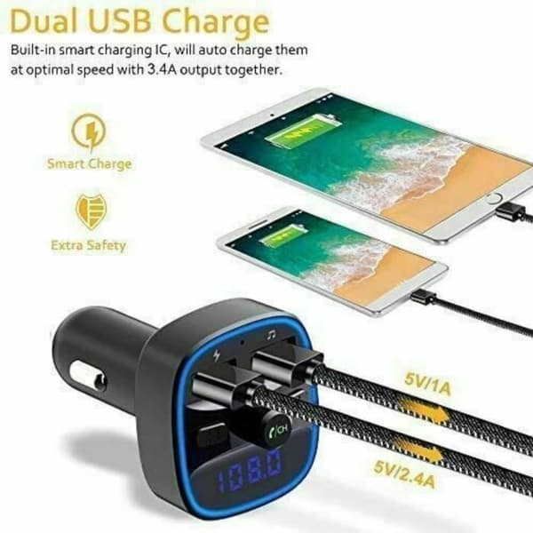 KF Premium trådlös FM-sändare Bluetooth 5.0 MP3-adapter Bilsats Bluetooth USB-laddare, Radiotråd Bilsändare A441