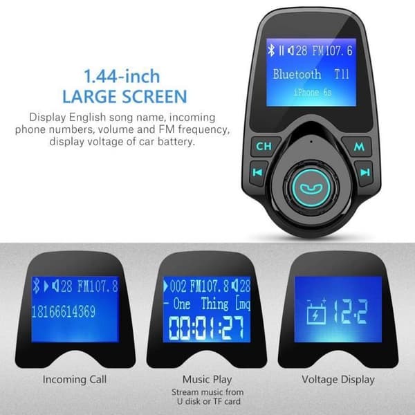 Bil Bluetooth MP3-spelare FM-sändare Handsfreesamtal, Dubbel USB-laddning, Micro SD-TF-AX1
