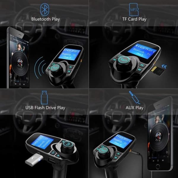 Bil Bluetooth MP3-spelare FM-sändare Handsfreesamtal, Dubbel USB-laddning, Micro SD-TF-AX1