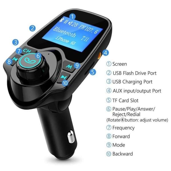 Bil Bluetooth MP3-spelare FM-sändare Handsfreesamtal, Dubbel USB-laddning, Micro SD-TF-AX1