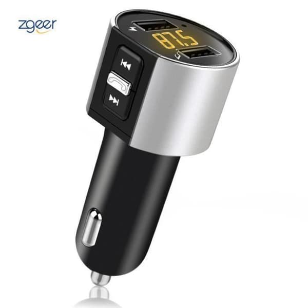 Bil Bluetooth MP3-spelare FM-sändare Handsfree-samtal, Dubbel USB-laddning, Micro SD-TF för iPhone X, Samsung 10