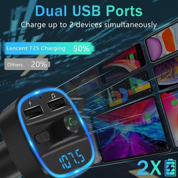 LENCENT CAR FM-SÄNDARE Bluetooth FM-sändare, Bluetooth MP3-spelare trådlös radioadaptersats Émetteu32