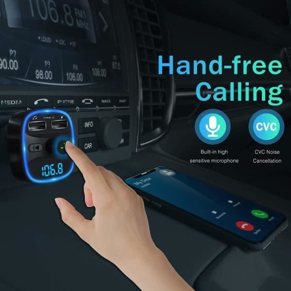 LENCENT CAR FM-SÄNDARE Bluetooth FM-sändare, Bluetooth MP3-spelare trådlös radioadaptersats Émetteu32