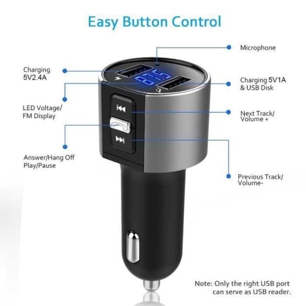 BIL FM-SÄNDARE Bluetooth FM-sändare Trådlös handsfree Bilsats Radioadapter Billaddare med
