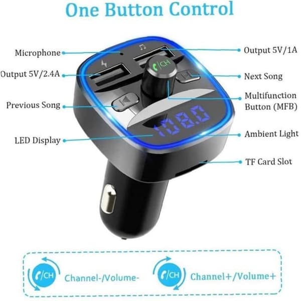 BIL FM-SÄNDARE Bluetooth FM-sändare Bluetooth trådlös adapter bil mp3-spelare C57 snabbladdning Radio v102