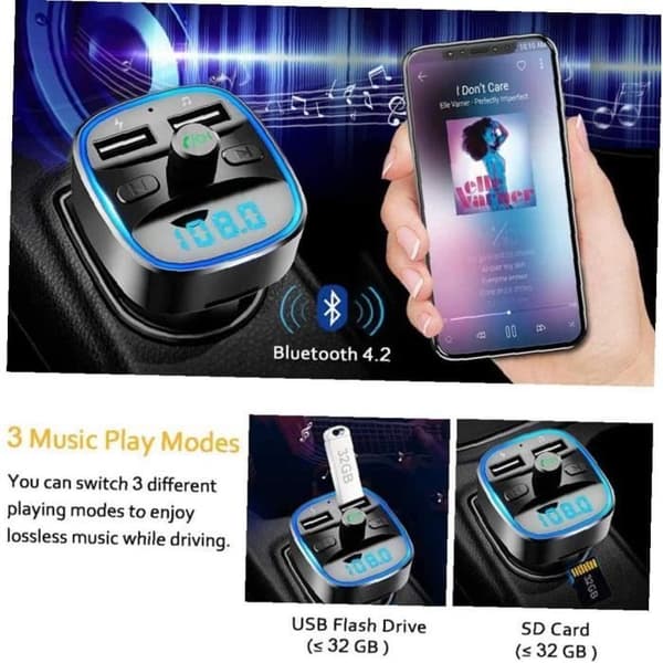 BIL FM-SÄNDARE Bluetooth FM-sändare Bluetooth trådlös adapter bil mp3-spelare C57 snabbladdning Radio v102