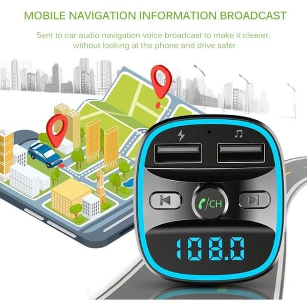 T25 Bluetooth FM-sändare, Bil mp3-spelare, Support Handsfree Call TF-kort Dubbla USB-portar A149
