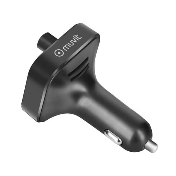 Bluetooth FM-sändare - MUVIT - Cigarettändare - USB 3.0 och USB-C-port - Integrerad mikrofon - Handsfree