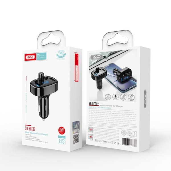XO BCC02 Transmiter FM Bluetooth MP3 car charger 15W / Black