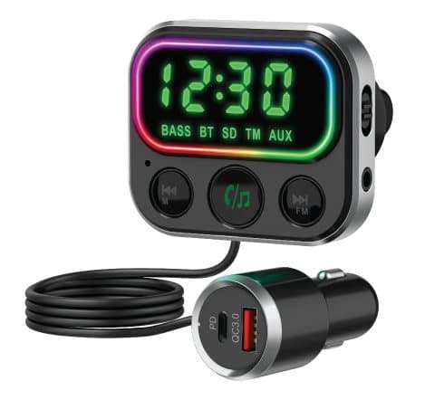 NAVITEL BHF06 PRO BT Hands Free FM transmitter with USB-C PD charger "BHF06" (timbru verde 0.18 lei)