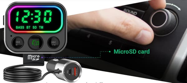 NAVITEL BHF06 PRO BT Hands Free FM transmitter with USB-C PD charger "BHF06" (timbru verde 0.18 lei)