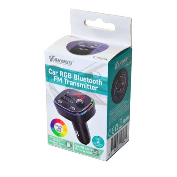 Vakoss TC-B439K FM-sändare 87,5 - 108 MHz Bluetooth/USB Svart
