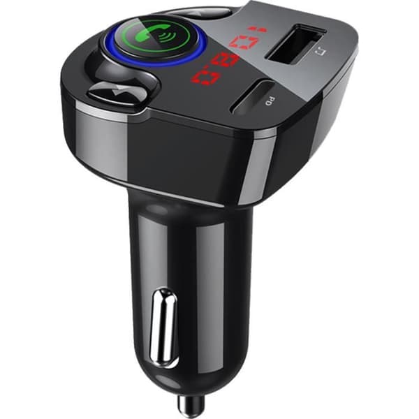 25W Dubbel USB A+C Billaddare med FM-sändare Svart Bigben