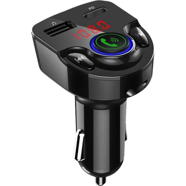25W Dubbel USB A+C Billaddare med FM-sändare Svart Bigben Svart