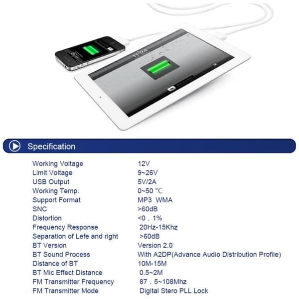 Bil MP3-ljudspelare Bluetooth FM-sändare Trådlös FM-modulator Bilsats Handsfree LCD-skärm USB-laddare för iPhone Samsung