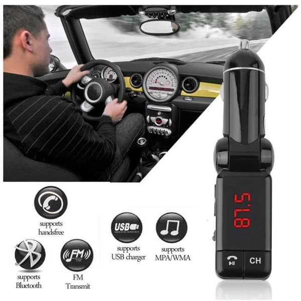 LCD Bluetooth Car Glamour Kit Laddare FM-sändare USB MP3 Handsfree För iPhone XYQ61210121_1909