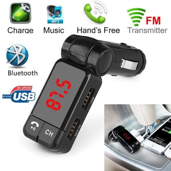LCD Bluetooth Car Glamour Kit Laddare FM-sändare USB MP3 Handsfree För iPhone XYQ61210121_1909