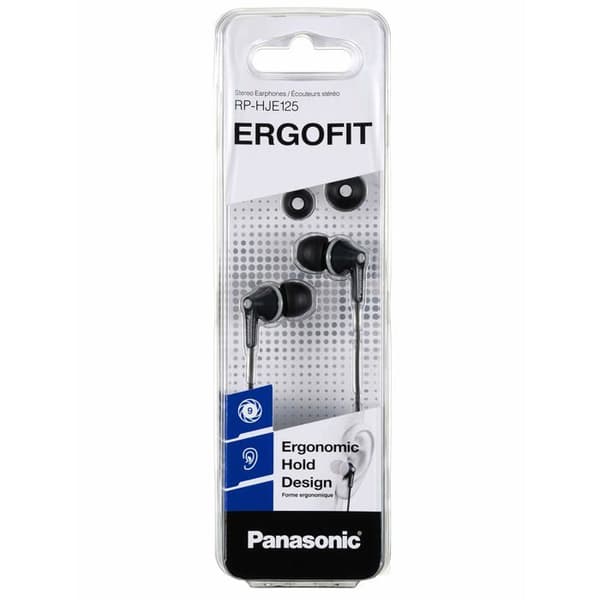 RP-HJE125E-K In-Ear-hörlurar - PANASONIC - Neodymmagnet - Mikrofon - Ergo Fit Design - Svart