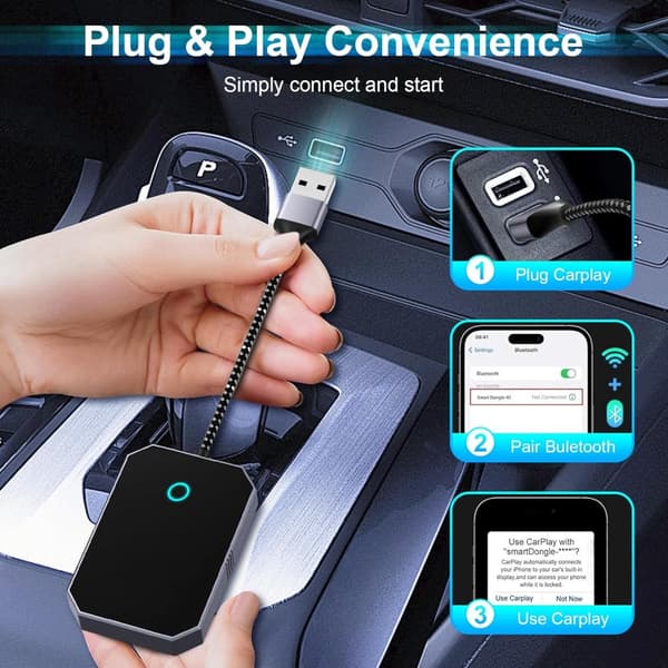 INF CarPlay / Android Auto-adapter - kablet til trådløs omformer